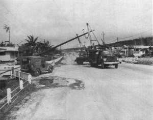 Damage by Typhoon Karen to buildings and villages.