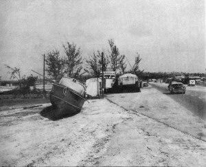 Damage by Typhoon Karen to buildings and villages.