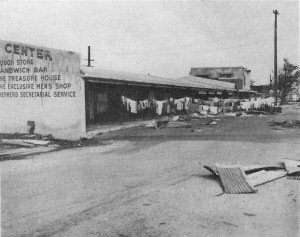 Damage by Typhoon Karen to buildings and villages.