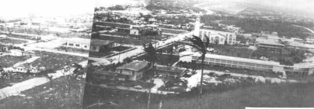 Damage by Typhoon Karen to buildings and villages.