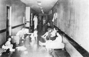 MAIN PASSAGEWAY of NavHosp the day after Karen.