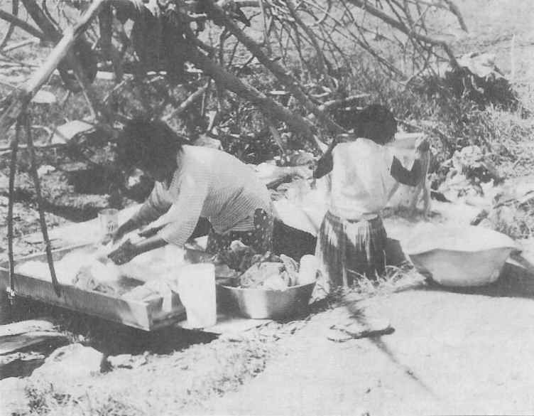 Tyhoon Karen aftermath, Guamanians doing laundry at Agana Springs.