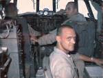  Gary Oulman on TE-00's flight engineers panal, Lcdr Brouillard pictured in the co-pilots seat.