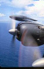 Engine No. 4 is the outboard engine, the prop dome of engine No. 3 on VW-1's EC-121 / WV-2